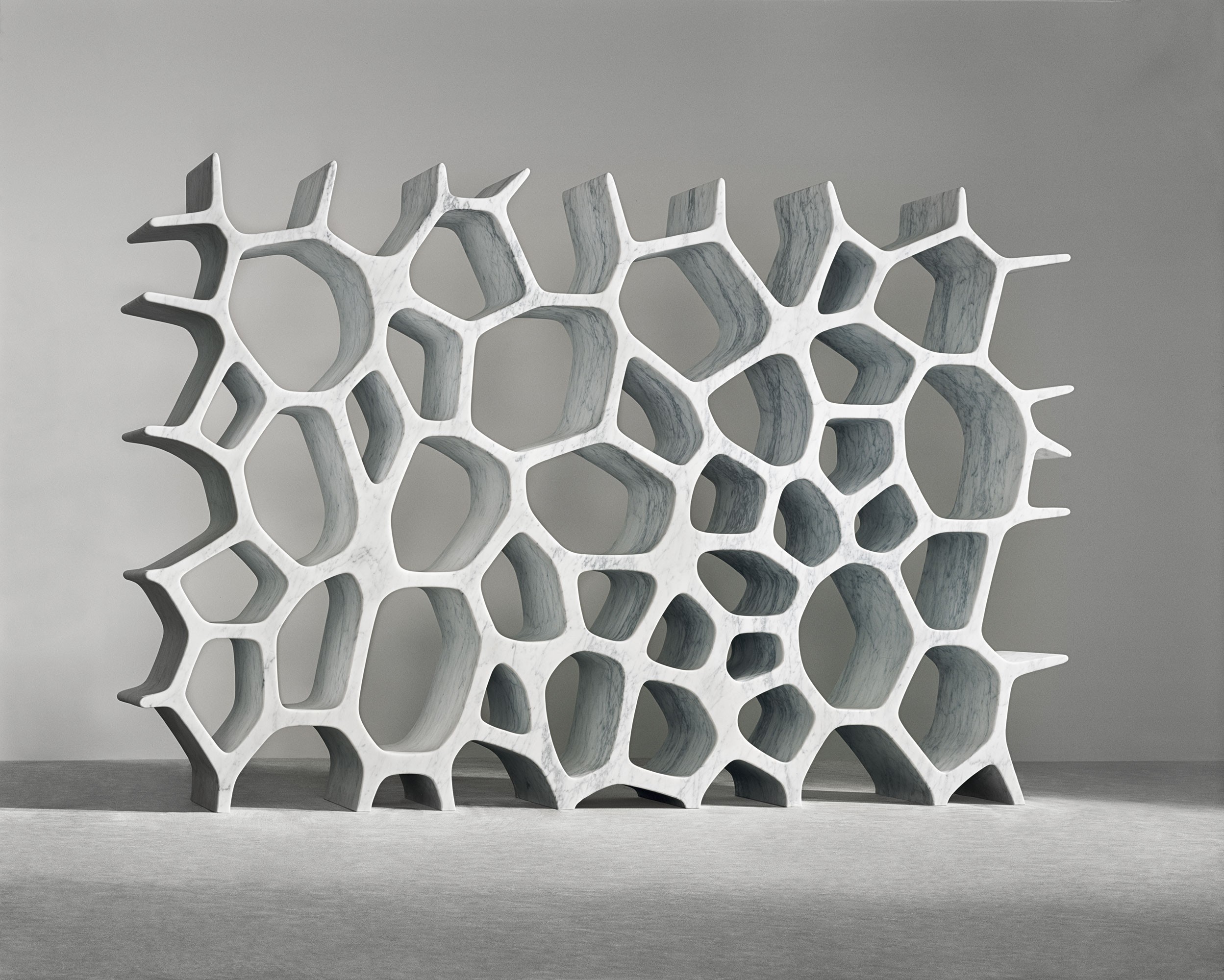 Voronoi. Voronoi by Marc Newson. Мраморный стеллаж Voronoi, дизайн марка Ньюсона. Voronoi Shelf Mark Newson. Сетка Вороного.